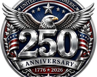 EE. UU. 250.º aniversario PNG, 1776-2026, Emblema del 250 aniversario de América, Semiquinto Centenario, 4 de julio PNG, 2026, Águila Patriótica PNG, 250.º cumpleaños PNG