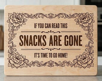 Archivo SVG para grabado láser de decoración de tablas de cortar, Snacks Are Gone, Archivos láser para madera, Archivo DXF para grabado de tablas de charcutería, Archivos Glowforge