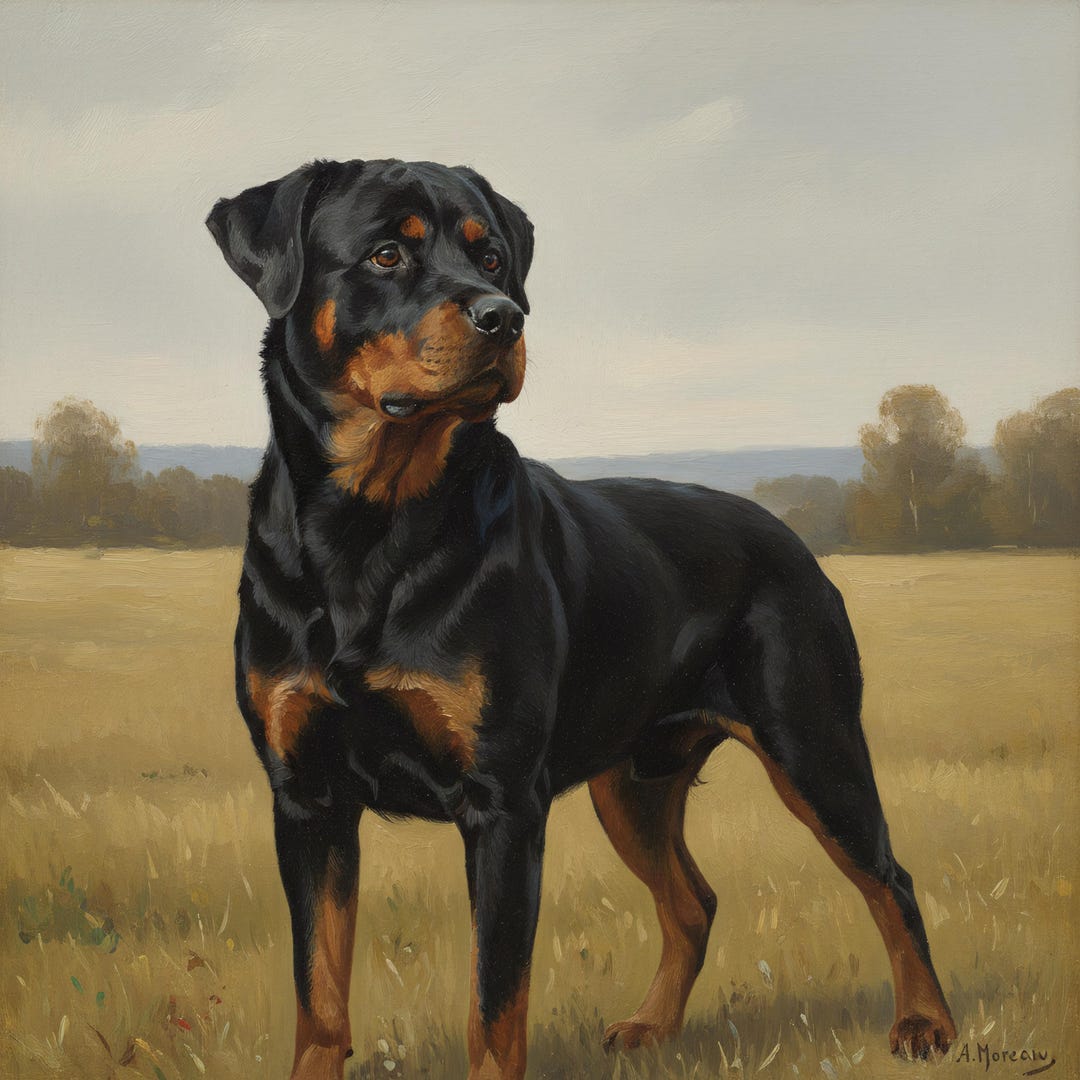 Vintage Rottweiler Rottweiler Victorian Oil Painting Print, Digital Download Vintage Royal ...