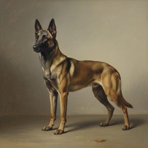 Belgian Malinois Oil Painting Print, Vintage Dog Portrait Wall Art, Military Dog Handler Gift, Service Dog, Dog Lover Gift, Digital Download