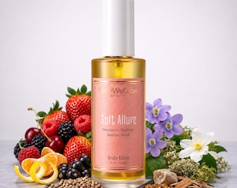 Luxury Body Oil | Fruity Sweet Perfume| Long Lasting Strawberry Vanilla Scent | Hydrating Glow Oil | Lightweight | Designer Inspired Scent