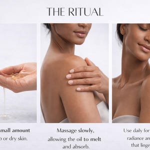 Luxury body oil application ritual featuring soft glowing skin and moisturizing perfume oil, hydrating body serum for dry skin, feminine self care skincare and fragrance layering routine.