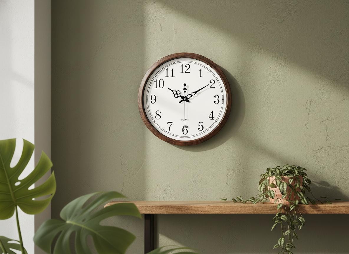 Large 16-inch Silent Wall Clock: Rustic Brown Vintage Modern Decorative ...