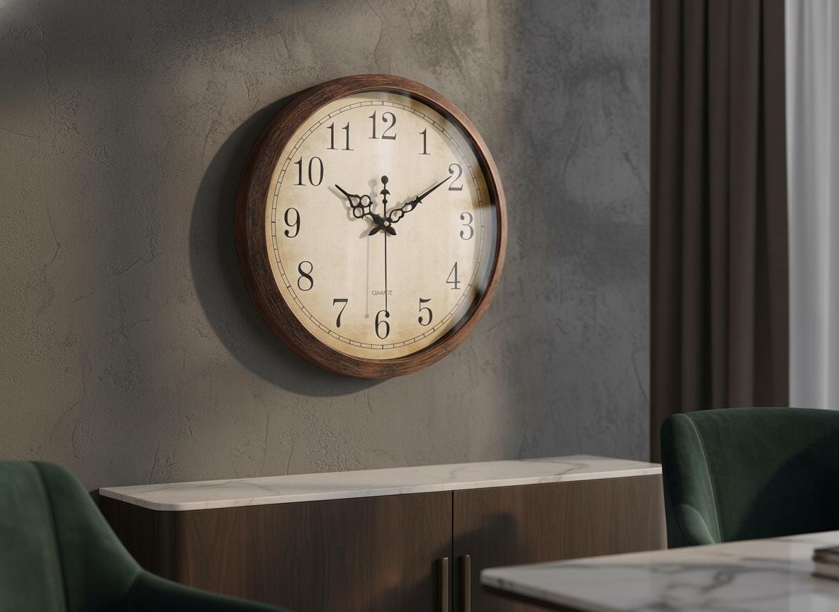 Large 16-inch Silent Wall Clock: Rustic Brown Vintage Modern Decorative ...