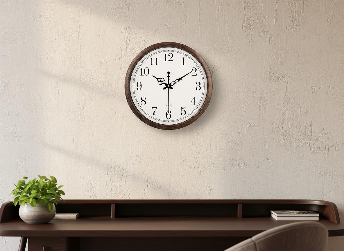 Large 16-inch Silent Wall Clock: Rustic Brown Vintage Modern Decorative ...