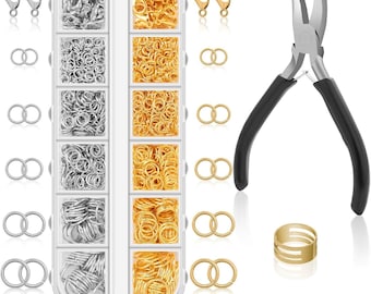 Materiali per la creazione di gioielli: anellini in argento e oro, chiusure, pinze, pinzette (1200 pezzi)