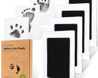 Confezione da 4 kit per impronte di mani e piedi di neonati senza inchiostro - Tampone d'inchiostro senza sporcare per un ricordo del neonato, kit per impronte di naso e zampe di cane, tampone d'inchiostro Clean Touch per neonati