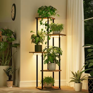 5-Tier Corner Plant Stand with Grow Lights, Indoor Plant Shelf