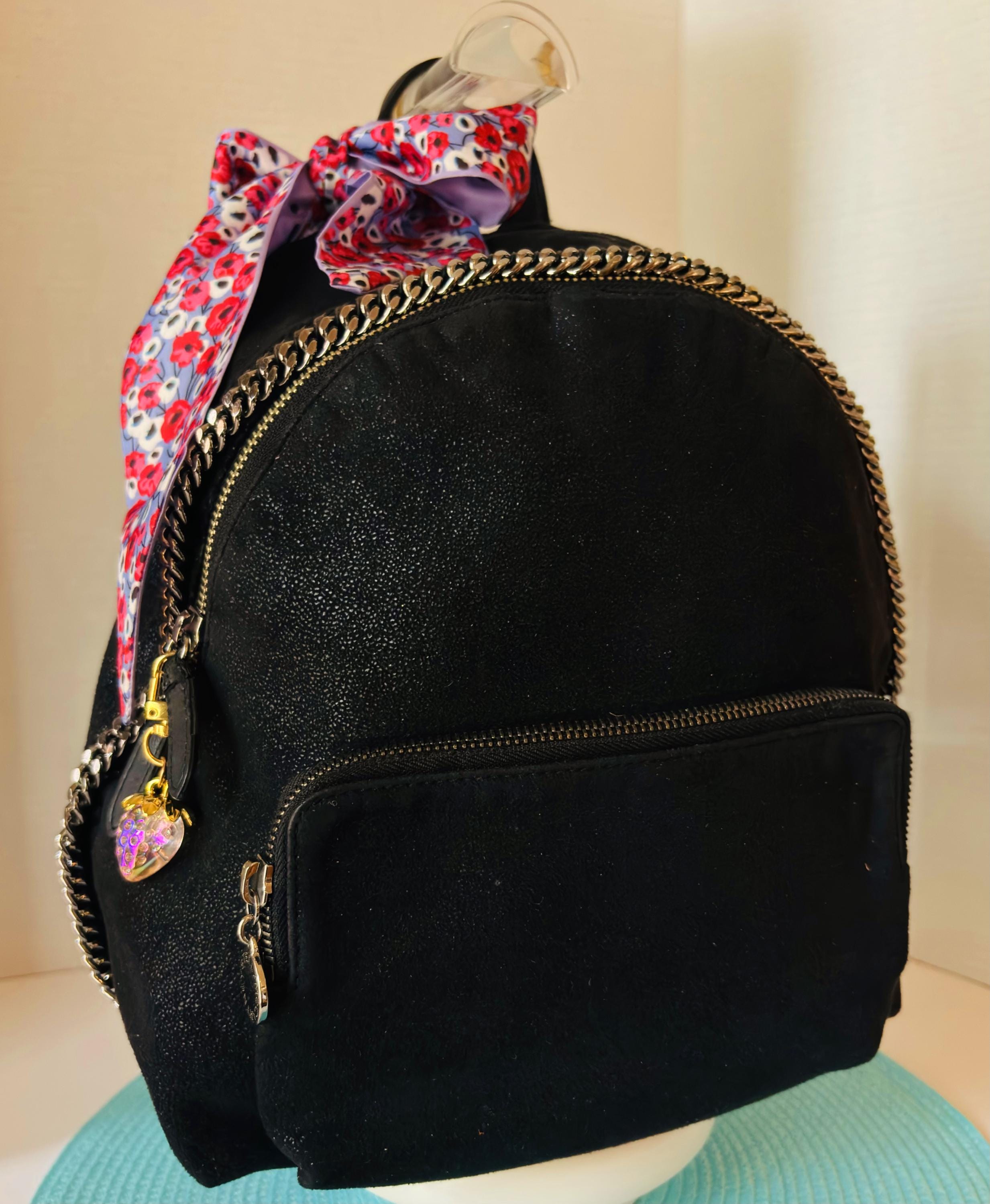 Stella McCartney Black Backpack with Gold Chain Trim Stella McCartney Backpack Black Silver Falabella Quilted  main image 2