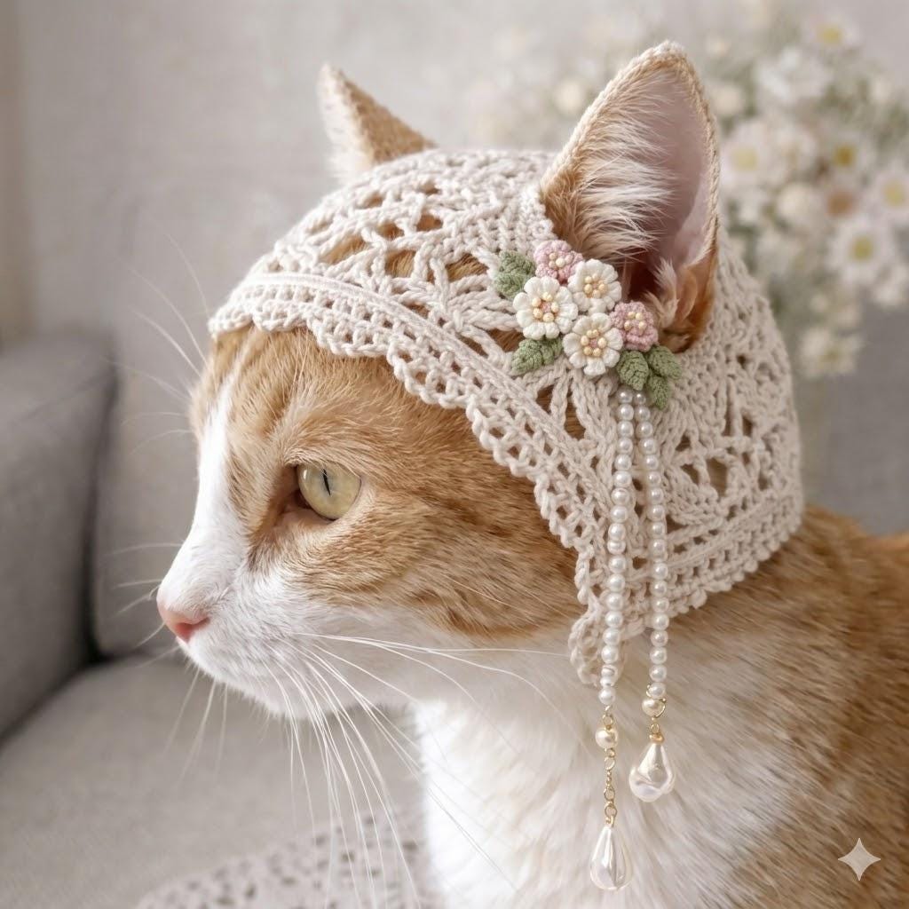 Lace Cat Ear Headband - Etsy display picture 2