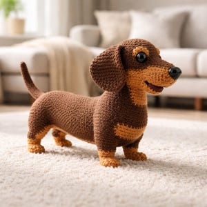 Dachshund Amigurumi Crochet Pattern PDF, Sausage Dog Plush, Digital Download