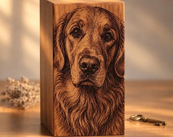 Custom Photo Engraved Wooden Cremation Urn for Human & Pet Ashes, Personalized Rosewood Memorial Box