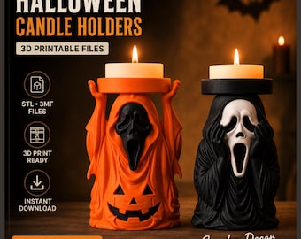 Halloween-ljusstakar med spökpumpa, 3D-utskrivbara filer (STL, 3MF)