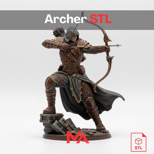 Hooded Archer Statue STL – Fantasy Ranger Miniature (Digital Download)