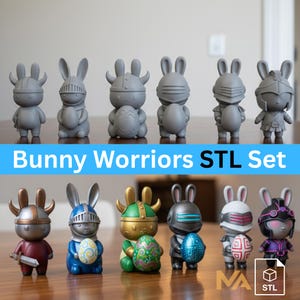 Bunny Knight STL-set – 3D-geprinte paasminiaturen (digitale download)