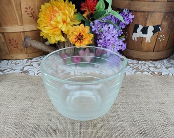 Vintage Pyrex for Westinghouse- Clear Glass Beehive Ribbed Mixing Bowl 6 3/4" w/ Pour Spout 11- 2 qt