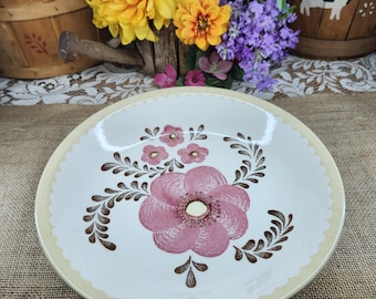 Vintage Royal China Jeannette Pink flower Round Pasta Serving Bowl- Made in USA