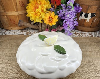 RARE! Vintage Lemon Meringue Serving Dish w/Lid & Recipe
