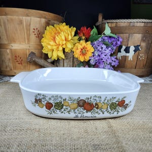 Vintage Corning Ware L’Échalote "Spice of Life" Le Romarin Square Casserole Dish A-10-B- 9 3/4″ × 9 3/4″ × 2″- no lid