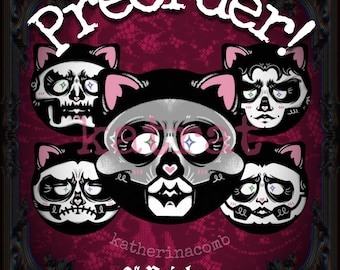 FÖRBESTÄLL! Meowy Spooky Pope Band-inspirerade 5 cm holografiska knappar