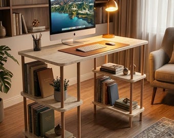 Scrivania minimalista, tavolo da ufficio domestico facile da montare, scrivania moderna per computer per piccoli spazi, postazione di lavoro compatta