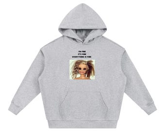 I’m Fine It’s Fine Everything Is Fine | Heavyweight Hoodie | Cotton Blend Pullover Hoodie | Funny Mom Hoodie | Casual Streetwear for Women