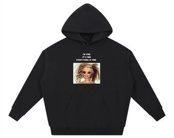 I’m Fine It’s Fine Everything Is Fine | Heavyweight Cotton Blend Hoodie | Minimalist Pullover | Funny Mom Life Hoodie | Casual Streetwear