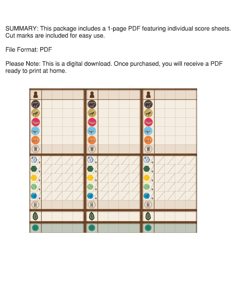 Cascadia Score Sheet PDF – Game Scoring Printable - Etsy