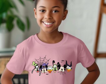 Kids Disney Halloween Shirt, Mickey Minnie Spooky Faces Tee, Toddler Trick or Treat Top, Baby Youth October Birthday T-Shirt
