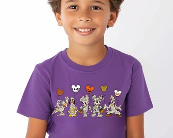 Disney Halloween Mummy Shirt for Kids, Mickey Minnie Trick or Treat Tee, Toddler Boys Girls Spooky Costume T-Shirt, Baby Halloween Outfit