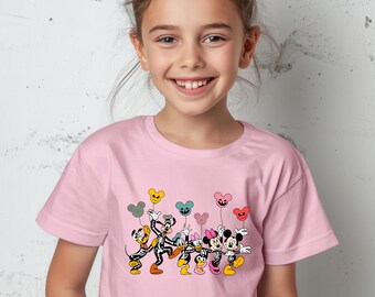 Girls Disney Halloween Shirt, Colorful Mickey Skeleton Tee, Cute Spooky Kids Top, Toddler Baby Youth Trick or Treat Birthday Outfit