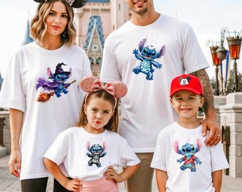 Stitch Pumpkin Shirt, Cute Halloween Pumpkin Patch Tee, Happy Halloween Skeleton Witch Top for Toddler Kids Girls Boys