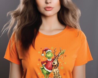 Grinch Christmas Shirt, Grinch and Max Holiday Tee, Matching Family Christmas T-Shirt for Women Men and Kids