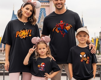 Spider-Man Halloween Family Shirt, Matching Superhero Tee for Adults, Couples and Parents, Trick or Treat T-Shirt