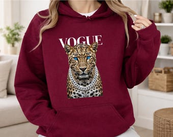Unbothered Leopard Graphic Tee, Women’s Bling Animal Print Shirt, Vogue Leopard Hoodie, Blue Eye Cheetah Hoodie, Silver Chain Animal Print