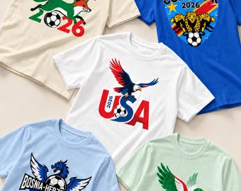 2026 Soccer Shirt, Custom Adult Women, Men & Kids Football Fan Tee, Personalized Countries, Colors and Sizes