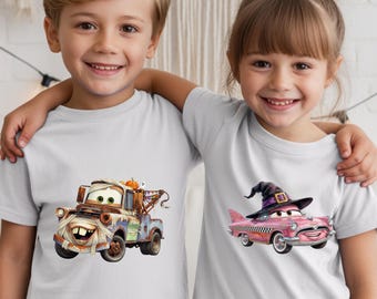 Lightning McQueen Halloween Shirt for Kids, Cruz Ramirez Ghost Tee, Doc Hudson Ramone Spooky Cars T-Shirt, Youth October Party Outfit