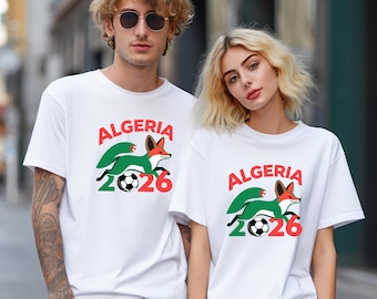 Algeria 2026 Soccer Shirt, Algerian Football Fan Tee, Fennec Fox Top, Match Day Apparel, Desert Foxes T-Shirt