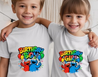 Retro Sesame Street Birthday Shirt for Kids & Adult, Funny Nostalgia 90s Graphic Tee for Women, Girls Elmo Cookie Monster Abby Outfit