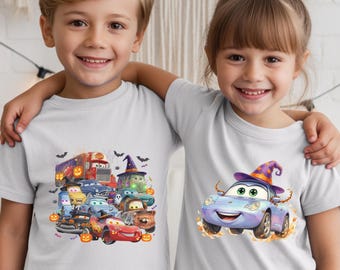 Cars Halloween Shirt for Toddler Kids, Lightning McQueen Sally Mater Trick or Treat Tee, October Birthday Outfit