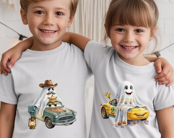 Cars Ghost Halloween Shirt for Kids, Cruz Ramirez Sheriff Costume Tee, Toddler 3T 4T 5T Trick or Treat Spooky Race Car Outfit