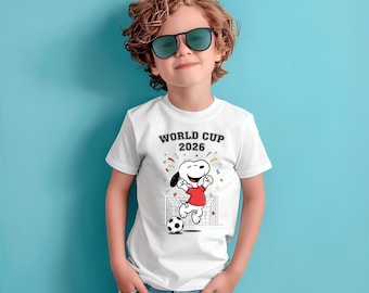 Adorable Football Fan Kids Tee | 2026 Cartoon Dog Shirt