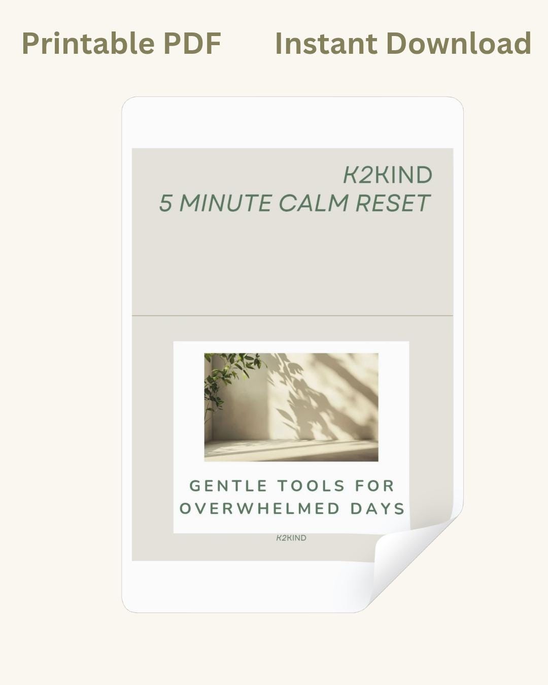 K2kind 5 Minute Calm Reset Guide – Printable Nervous System Reset ...
