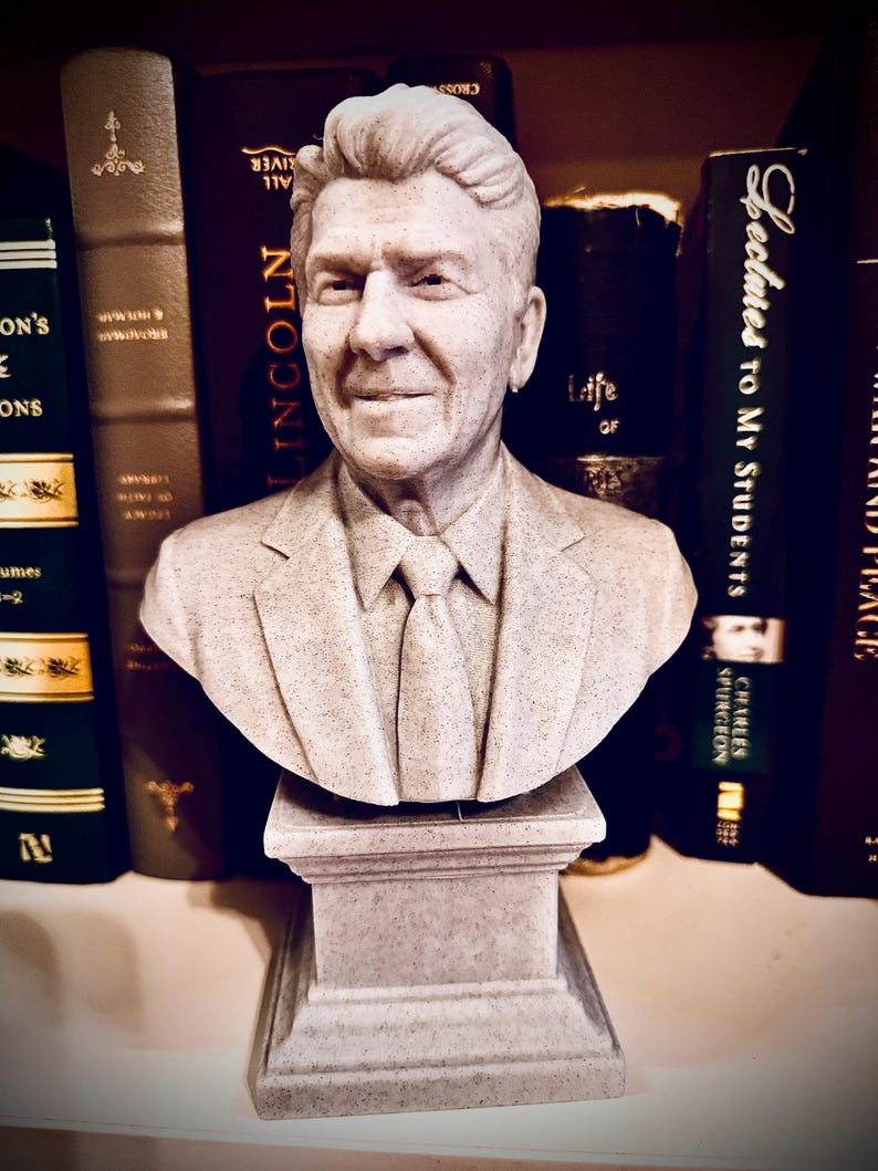 Ronald Reagan Bust – approx. 7.5" Marble Style Presidential Statue – Reagan Sculpture – American History Decor – Office & Study Display image 1
