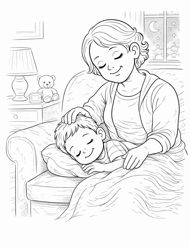 Grandma and Grandson Coloring Pages | Family Bonding Activity (PDF ...