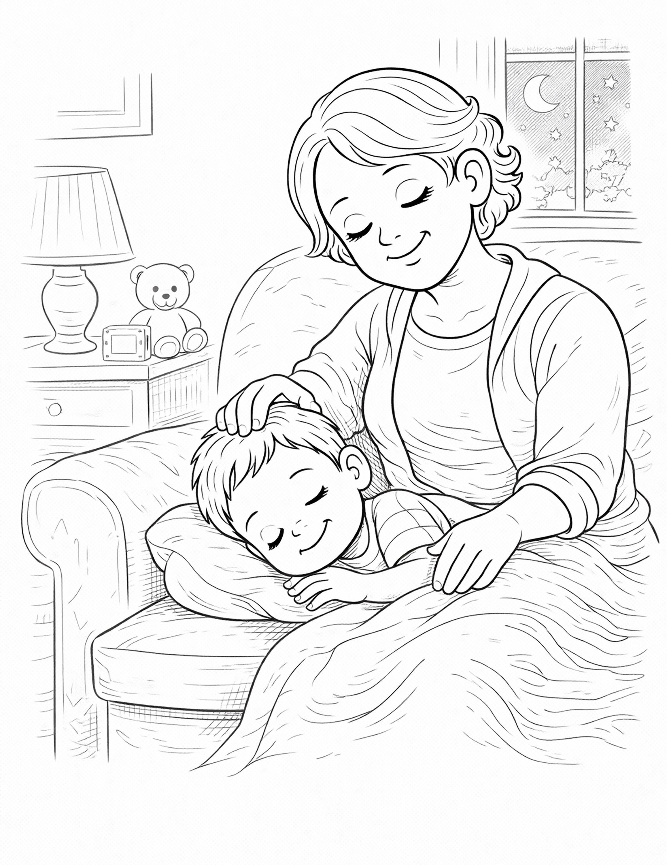 Grandma and Grandson Coloring Pages | Family Bonding Activity (PDF ...