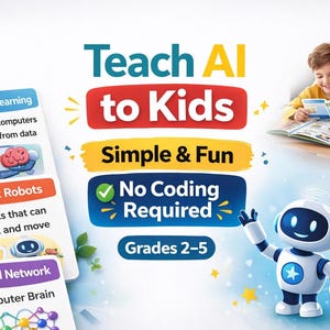 Teach Kids AI Easily | Homeschool STEM Flashcards | Printable Learning Kit | Grades 2–5