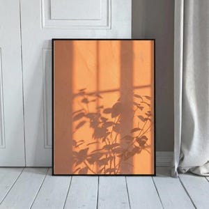 Botanical Shadow Art Print | Golden Hour Plant Poster | Boho Amber Decor (Digital Download)