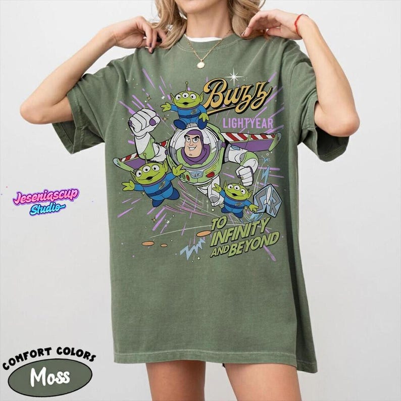 Vintage Buzz Lightyear To Infinity And Beyond Shirt, Retro Toy Story Alien Pixar Tee, Space Ranger, Disneyland Family Trip Matching image 5
