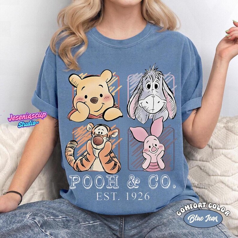 Retro Winnie the Pooh and Friends Shirt, Pooh Co 1926 Vintage Disneyland Tee, Tigger Piglet Eeyore, Family Trip Disneyland Gift image 6